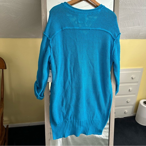 Free People Women's Firefly Knit Tunic Oversized Sweater Surf Blue XS NWT Boho - Picture 7 of 16